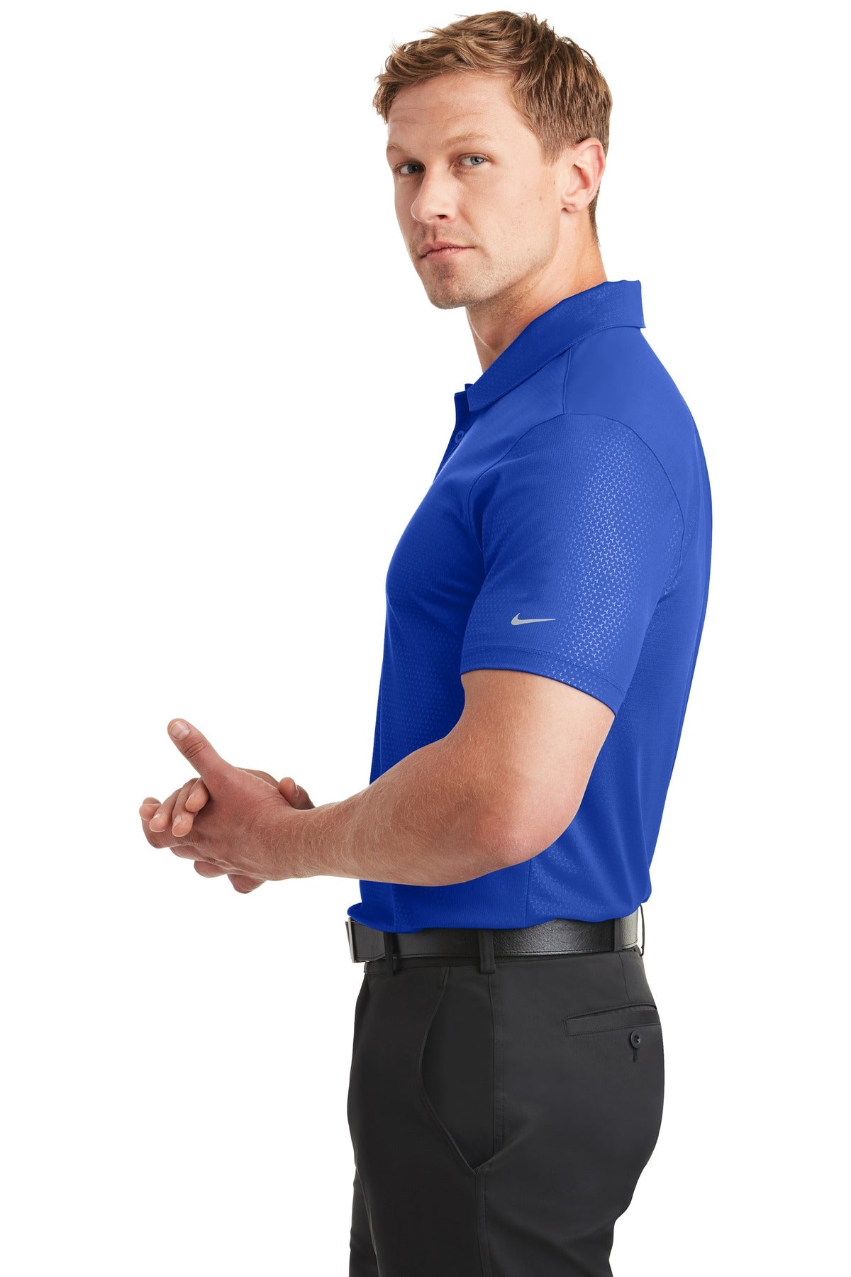 Old Royal Nike Dri-FIT Embossed Tri-Blade Polo. 838964 plain