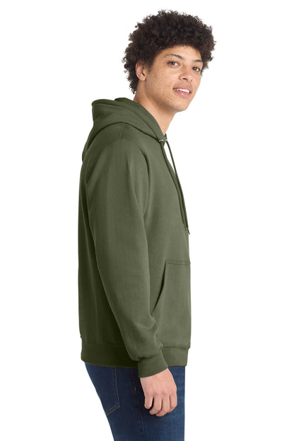 Olive Drab Grn Port & Co Core Fleece Pullover Hooded Sweatshirt. PC78H