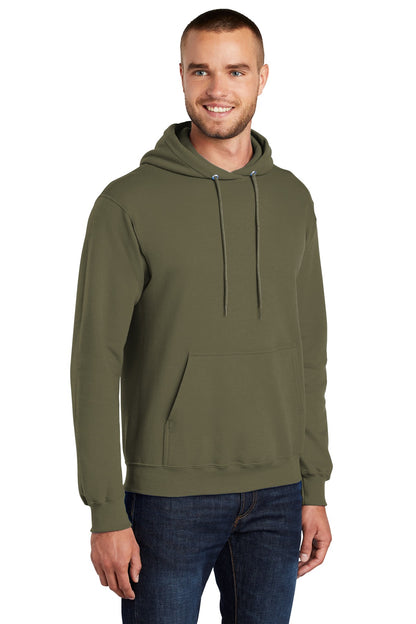 Olive Drab Grn Port & Co Core Fleece Pullover Hooded Sweatshirt. PC78H