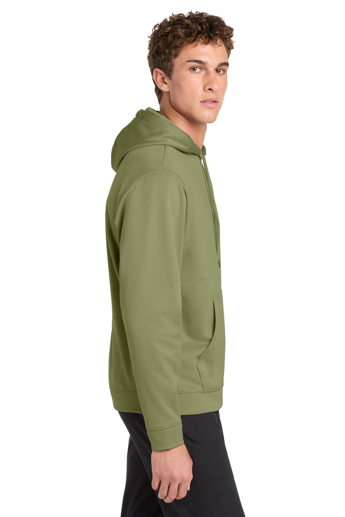 Olive Drab Grn Sport-Tek Sport-Wick Fleece Hooded Pullover. F244 plain