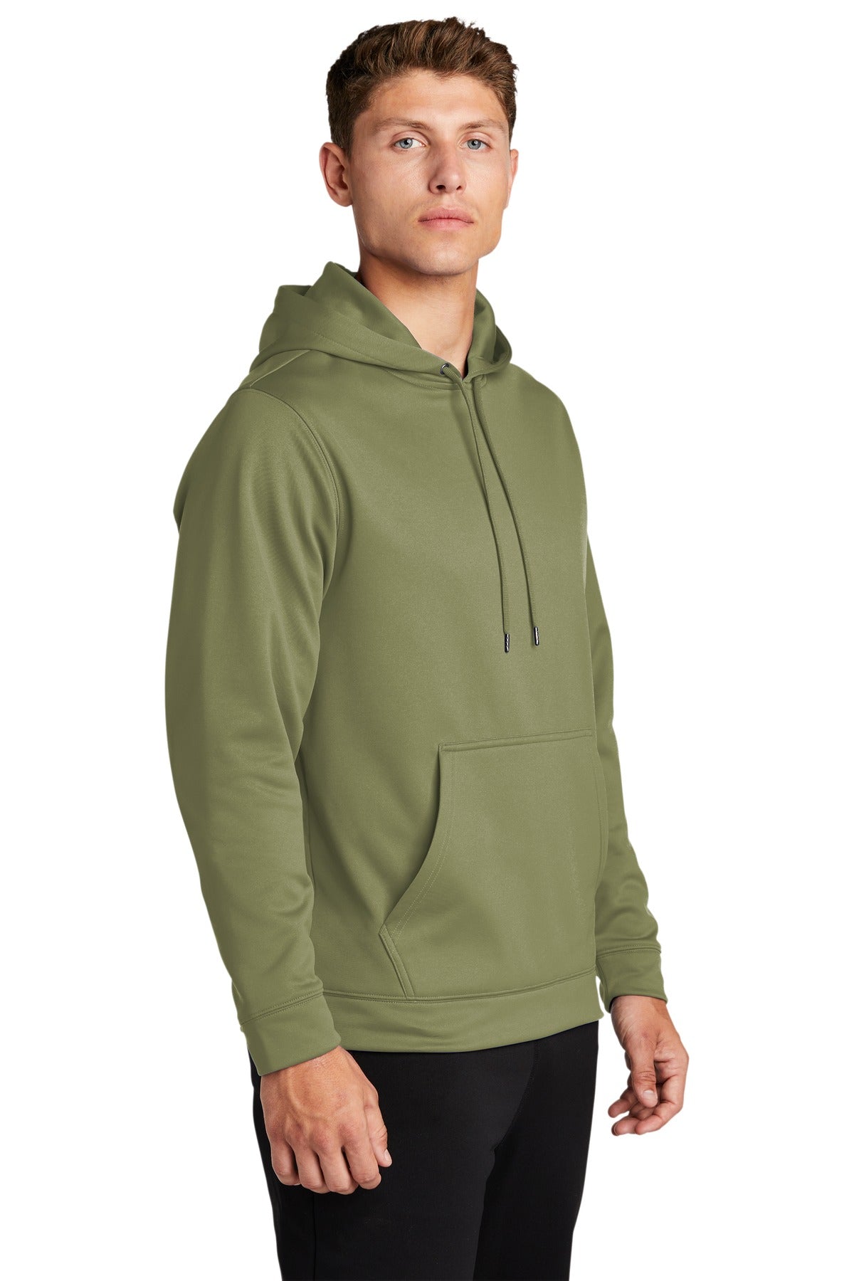 Olive Drab Grn Sport-Tek Sport-Wick Fleece Hooded Pullover. F244 plain