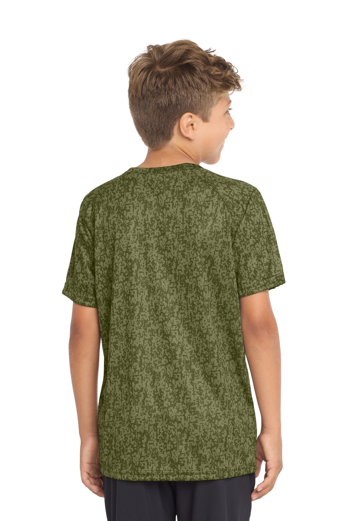 Olive Drab Grn Sport-Tek Youth Digi Camo Tee. YST460 plain