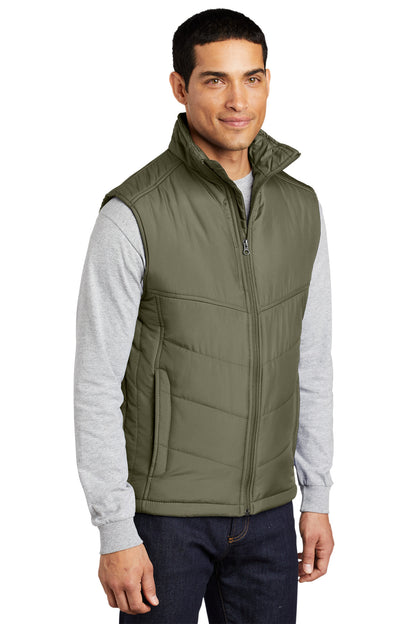 Olive Port Authority Puffy Vest. J709 plain