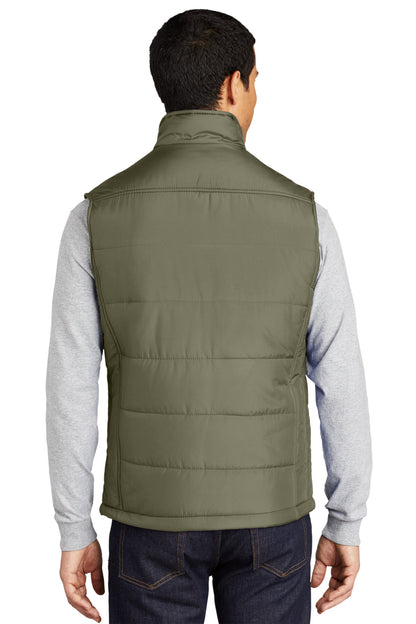 Olive Port Authority Puffy Vest. J709 plain