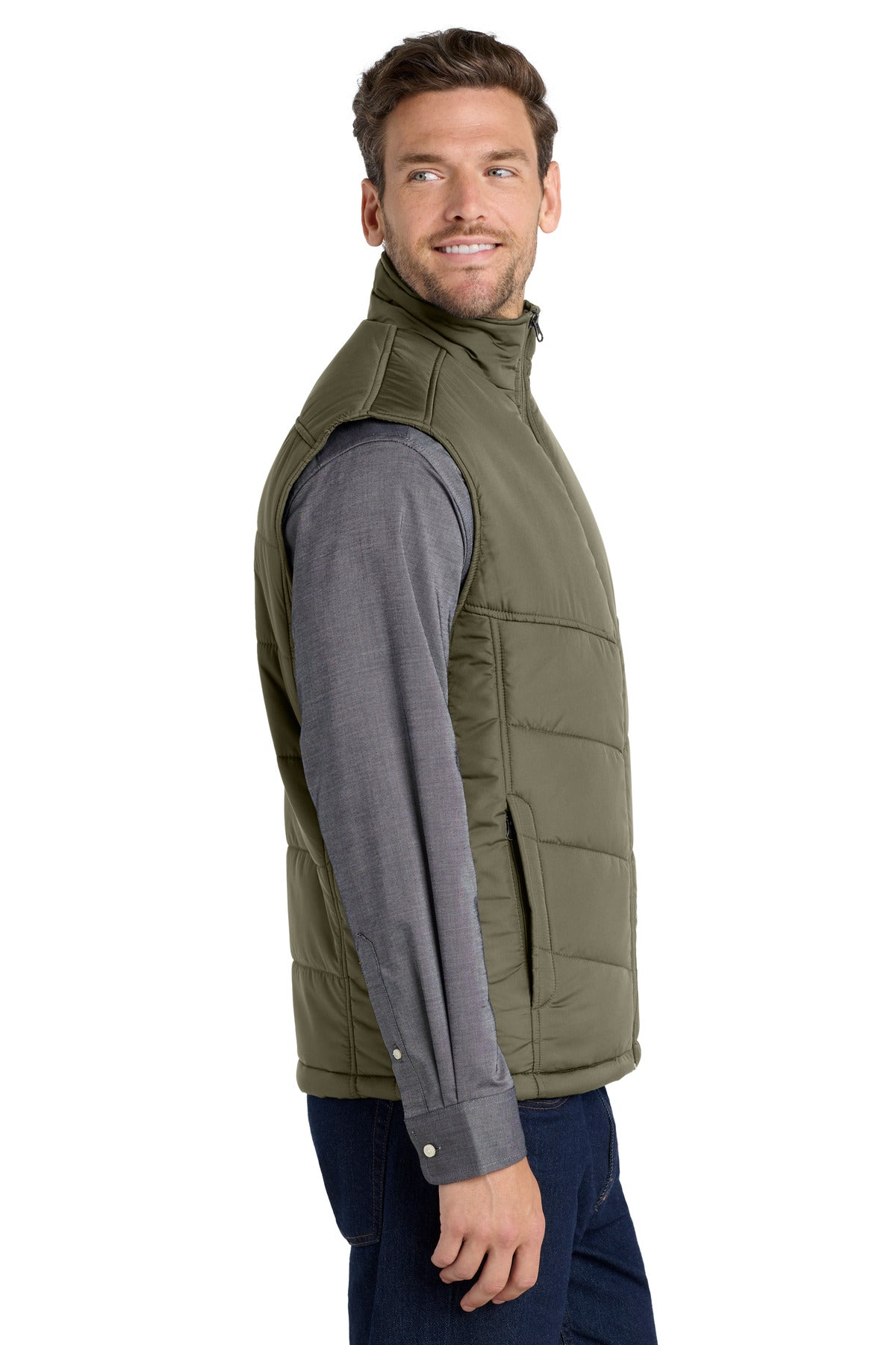 Olive Port Authority Puffy Vest. J709