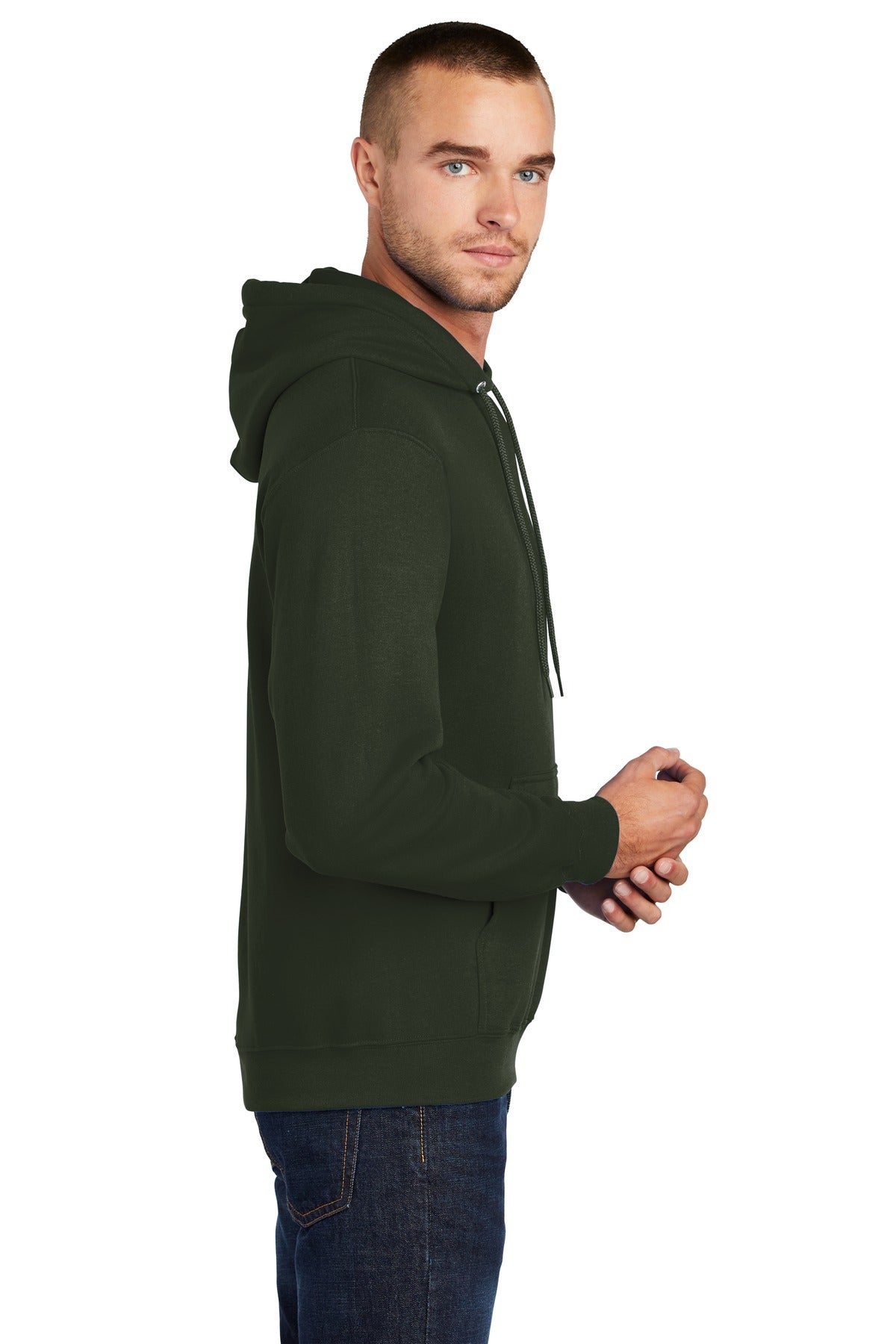 Olive Port & Co Core Fleece Pullover Hooded Sweatshirt. PC78H