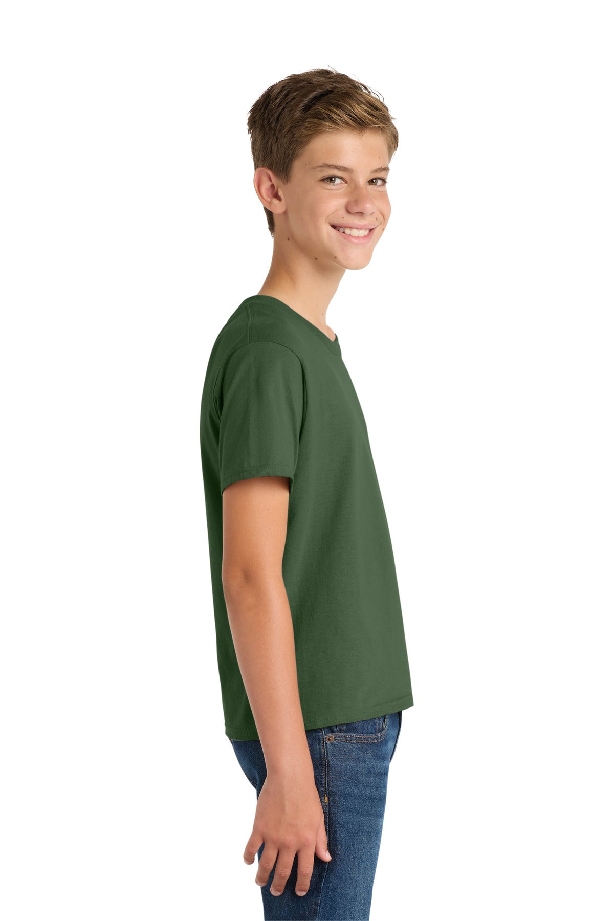Olive Port & Co Youth Fan Favorite Tee. PC450Y plain