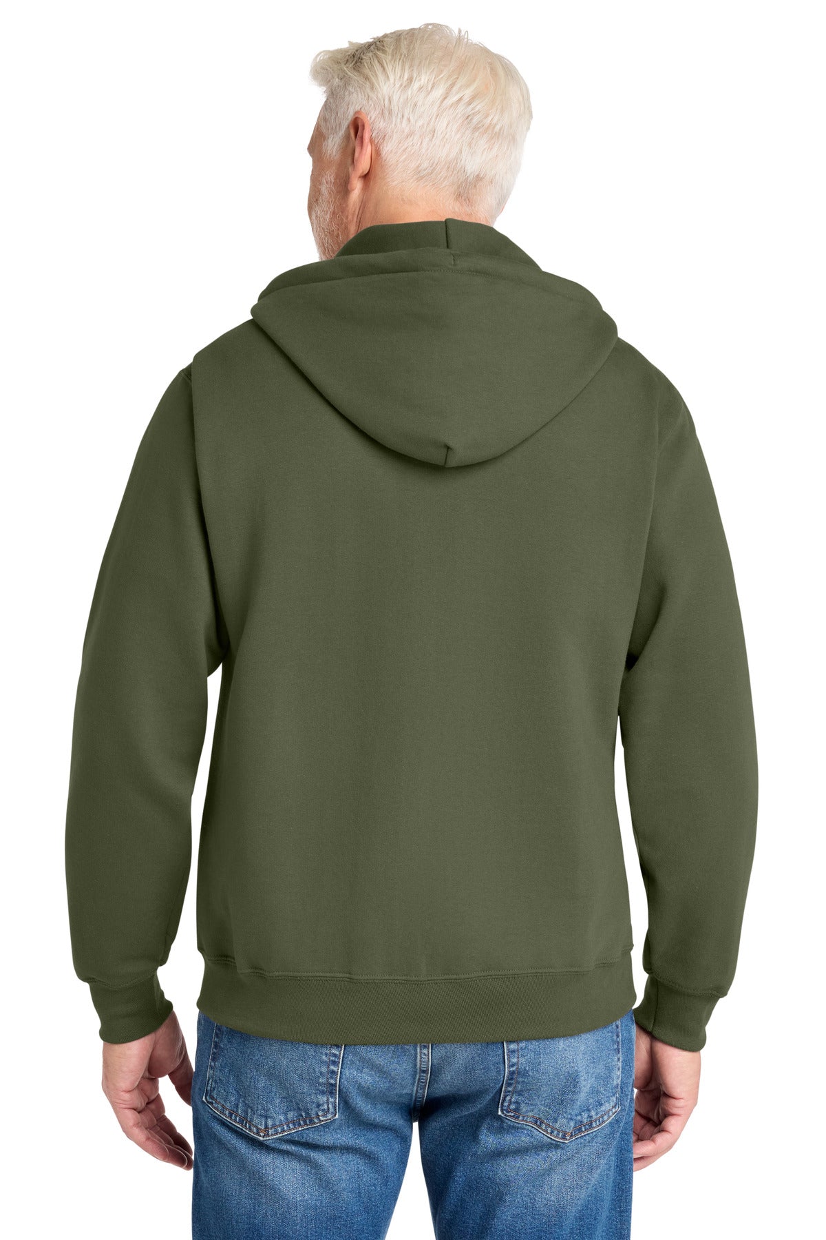 OlvDrabGn Port & Co Core Fleece Full-Zip Hooded Sweatshirt. PC78ZH plain