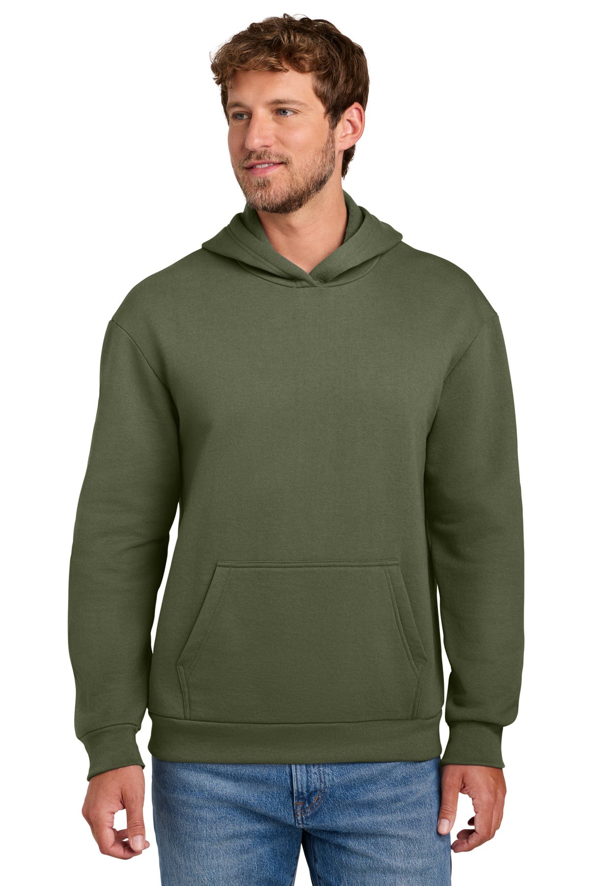 OlvDrabGn Port & Co Easy Fleece Pullover Hooded Sweatshirt PC68H