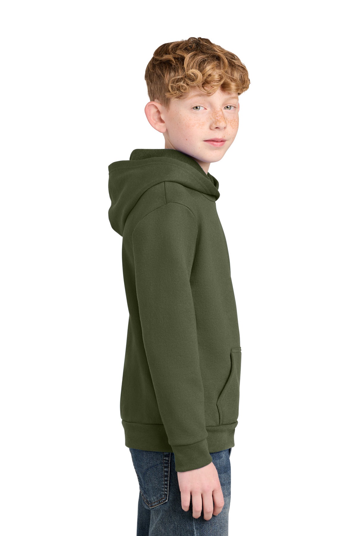 OlvDrabGn Port & Co Youth Easy Fleece Pullover Hooded Sweatshirt PC68YH