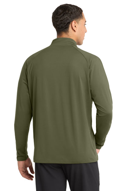 OlvDrabGn Sport-Tek Sport-Wick Stretch 1/4-Zip Pullover. ST850
