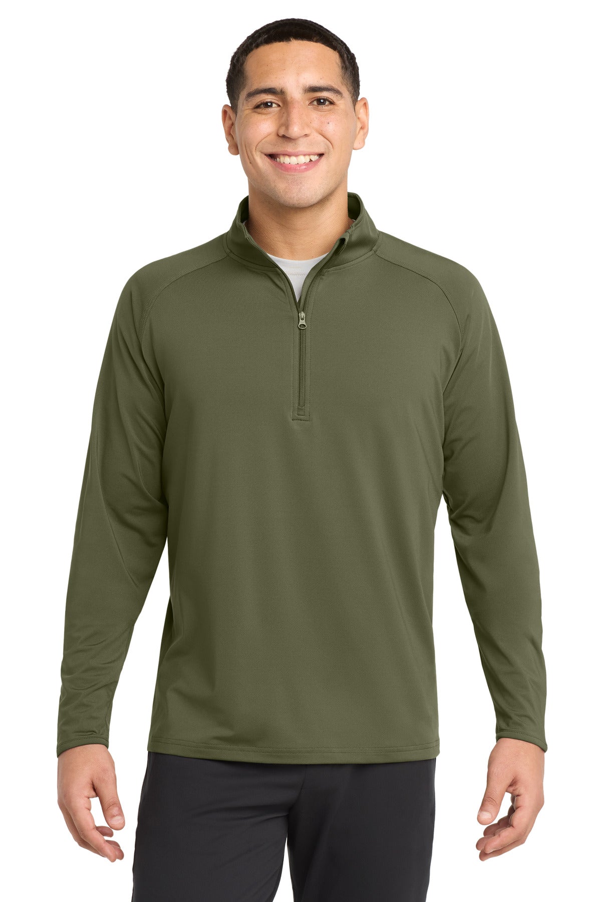 OlvDrabGn Sport-Tek Sport-Wick Stretch 1/4-Zip Pullover. ST850