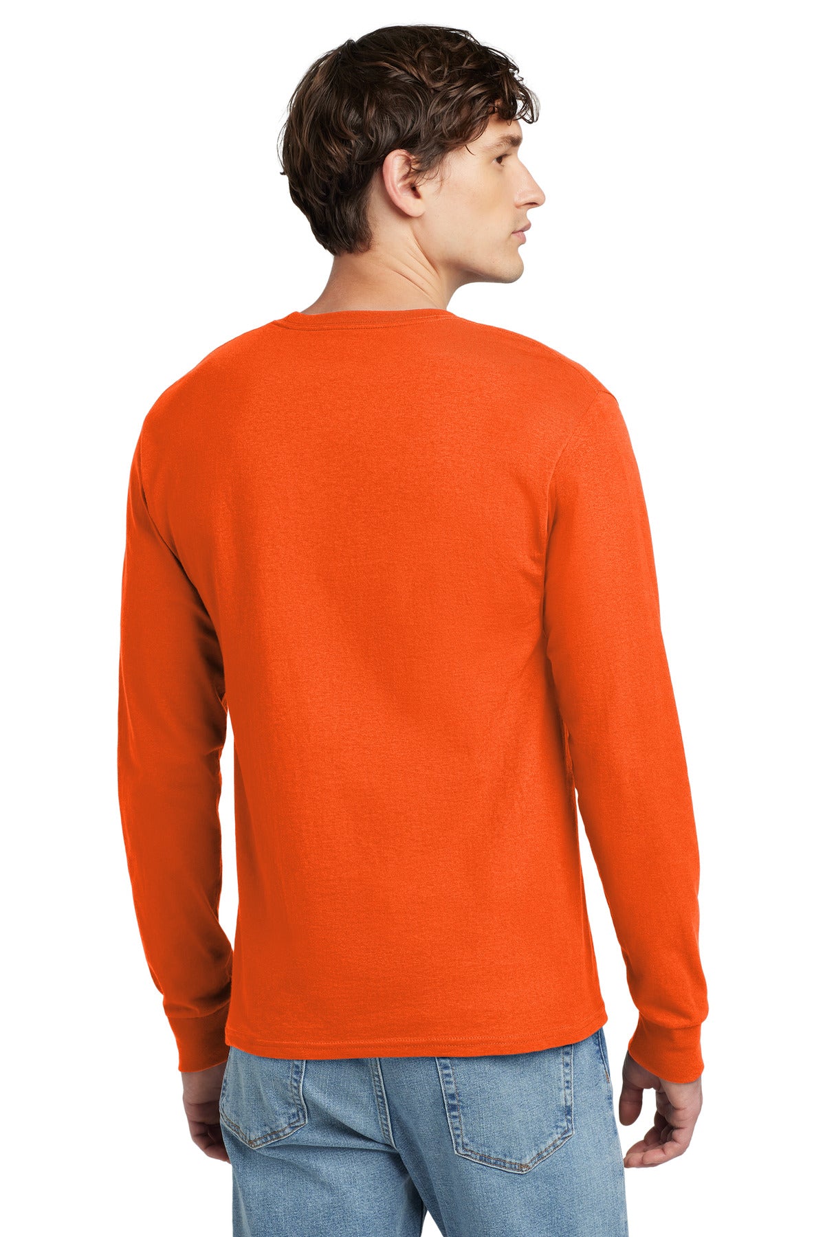 Orange Champion Heritage 5.2-Oz Jersey Long Sleeve Tee CC8C plain