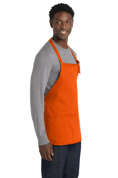 Orange Port Authority Medium-Length Apron with Pouch Pockets. A510