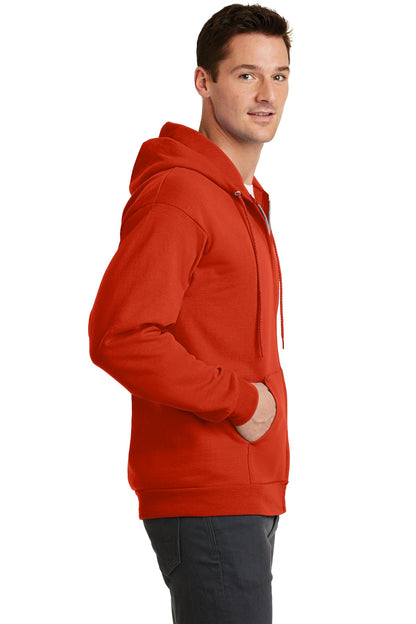 Orange Port & Co Core Fleece Full-Zip Hooded Sweatshirt. PC78ZH plain