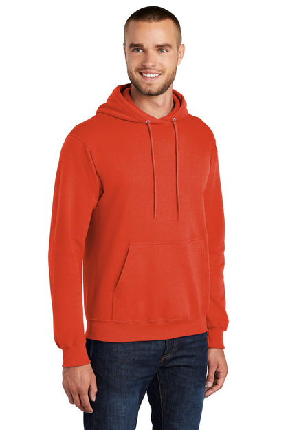 Orange Port & Co Core Fleece Pullover Hooded Sweatshirt. PC78H