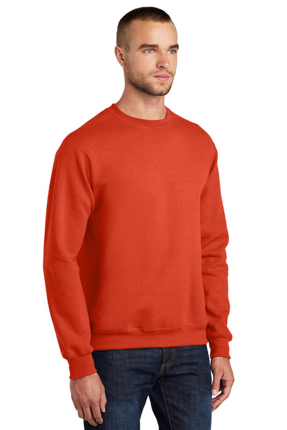 Orange Port & Co Essential Fleece Crewneck Sweatshirt. PC90 plain
