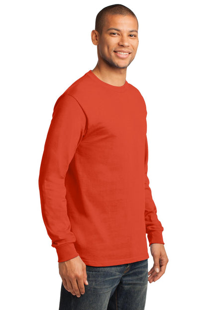 Orange Port & Co Long Sleeve Essential Tee. PC61LS plain