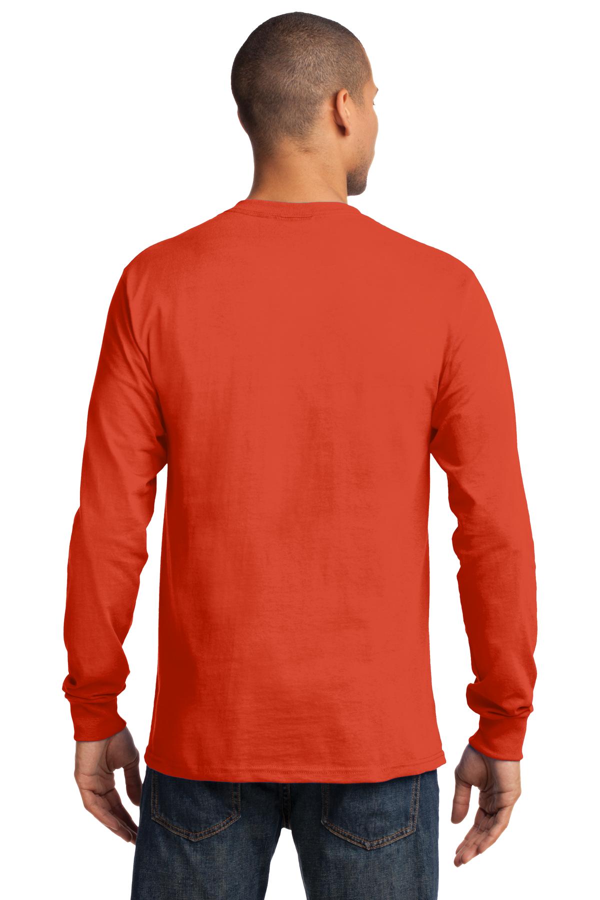 Orange Port & Co Long Sleeve Essential Tee. PC61LS plain