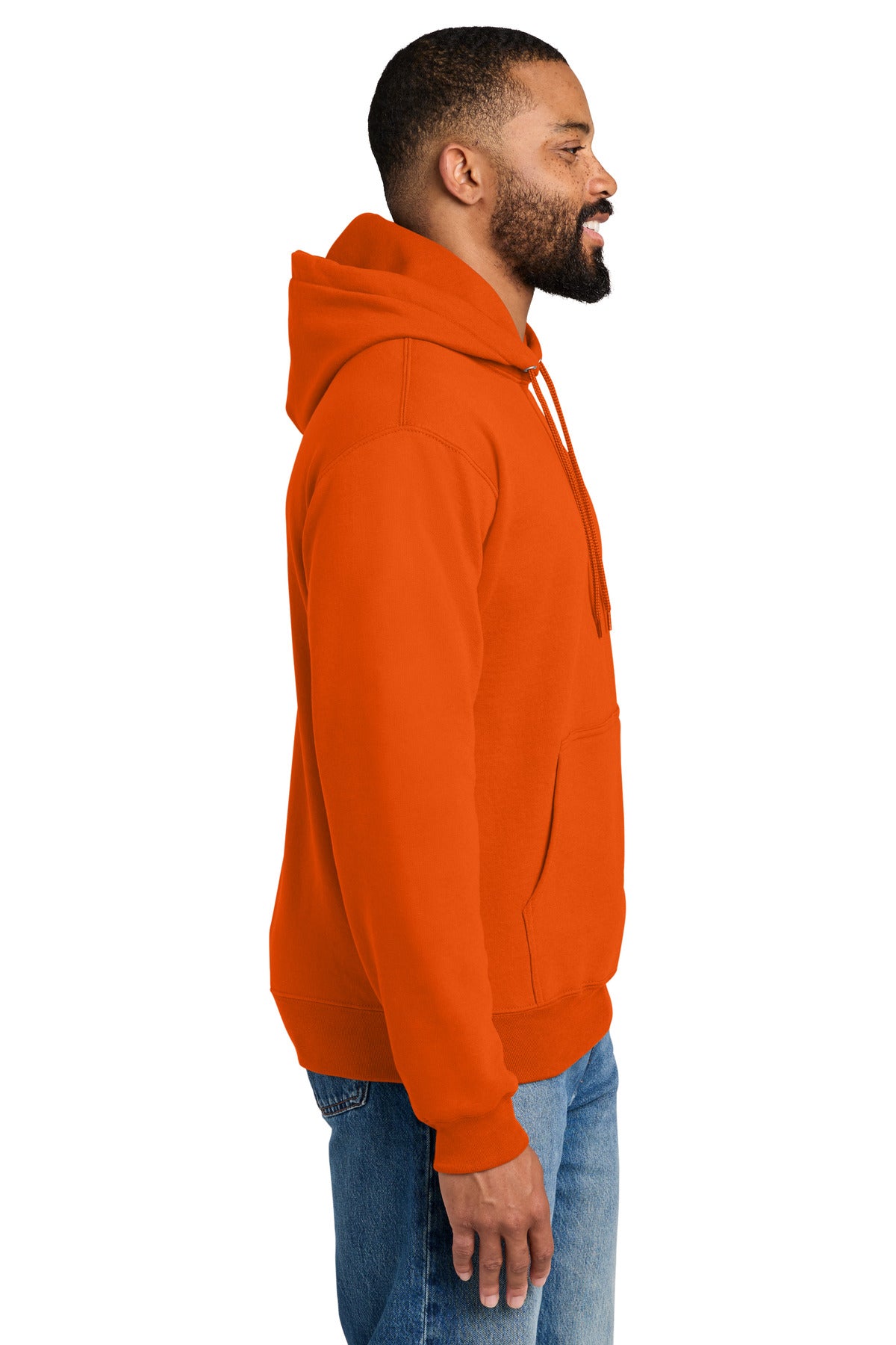 Orange Port & Co Tall Essential Fleece Pullover Hooded Sweatshirt. PC90HT plain