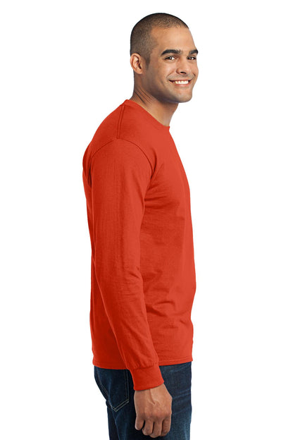 Orange Port & Co Tall Long Sleeve Core Blend Tee. PC55LST plain
