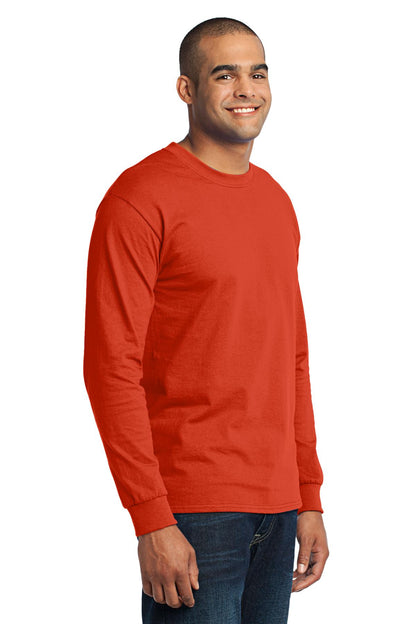 Orange Port & Co Tall Long Sleeve Core Blend Tee. PC55LST plain