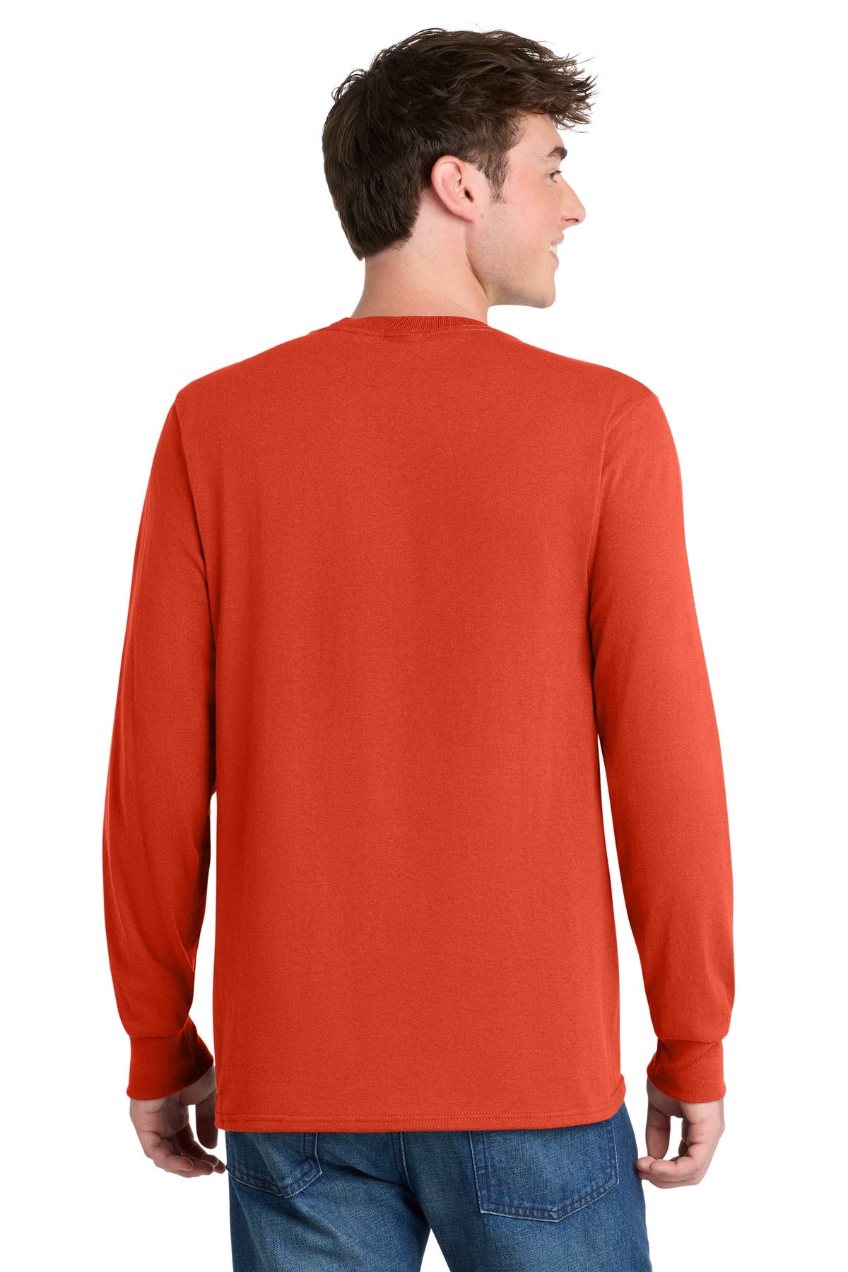 Orange Port & Co Tall Long Sleeve Core Blend Tee. PC55LST plain