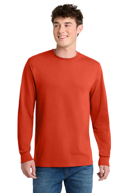 Orange Port & Co Tall Long Sleeve Core Blend Tee. PC55LST plain