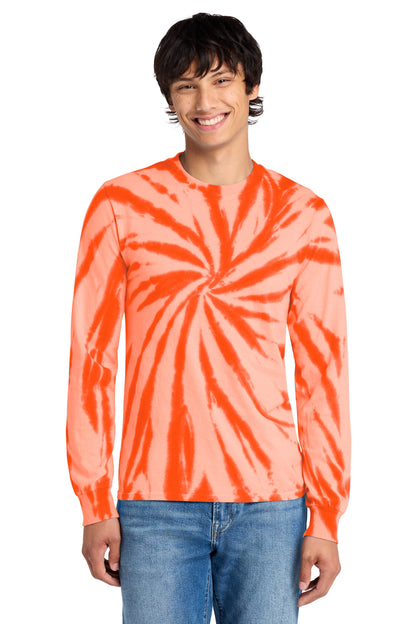 Orange Port & Co Tie-Dye Long Sleeve Tee. PC147LS