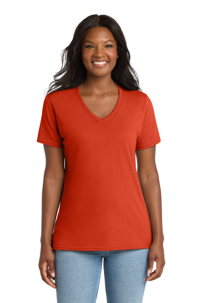 Orange Port & Co Women's Core Cotton V-Neck Tee. LPC54V plain