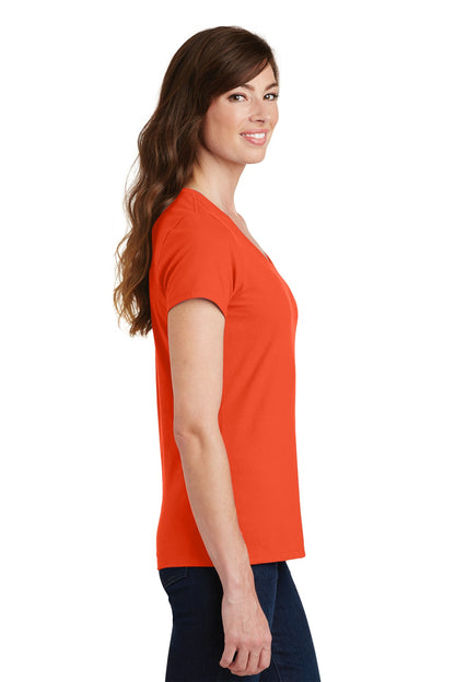 Orange Port & Co Women's Fan Favorite V-Neck Tee. LPC450V plain