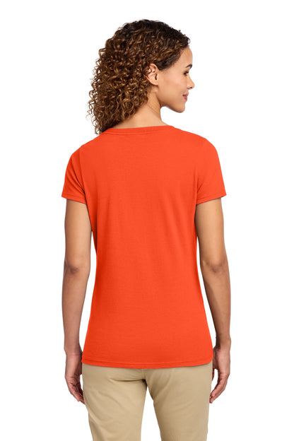 Orange Port & Co Women's Fan Favorite V-Neck Tee. LPC450V plain