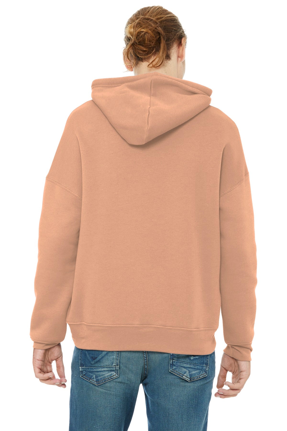 Peach BELLA+CANVAS Unisex Sponge Fleece Pullover DTM Hoodie. BC3729 plain