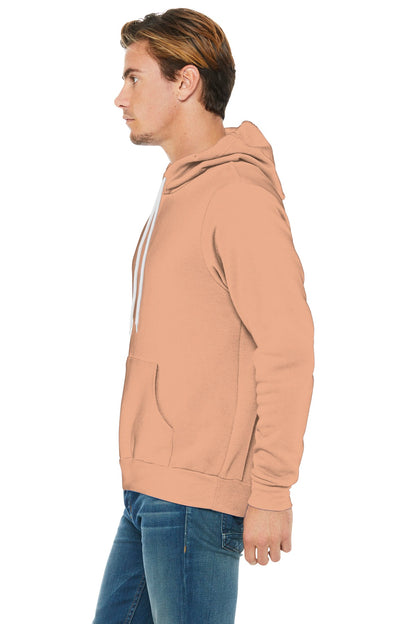 Peach BELLA+CANVAS Unisex Sponge Fleece Pullover Hoodie. BC3719 plain