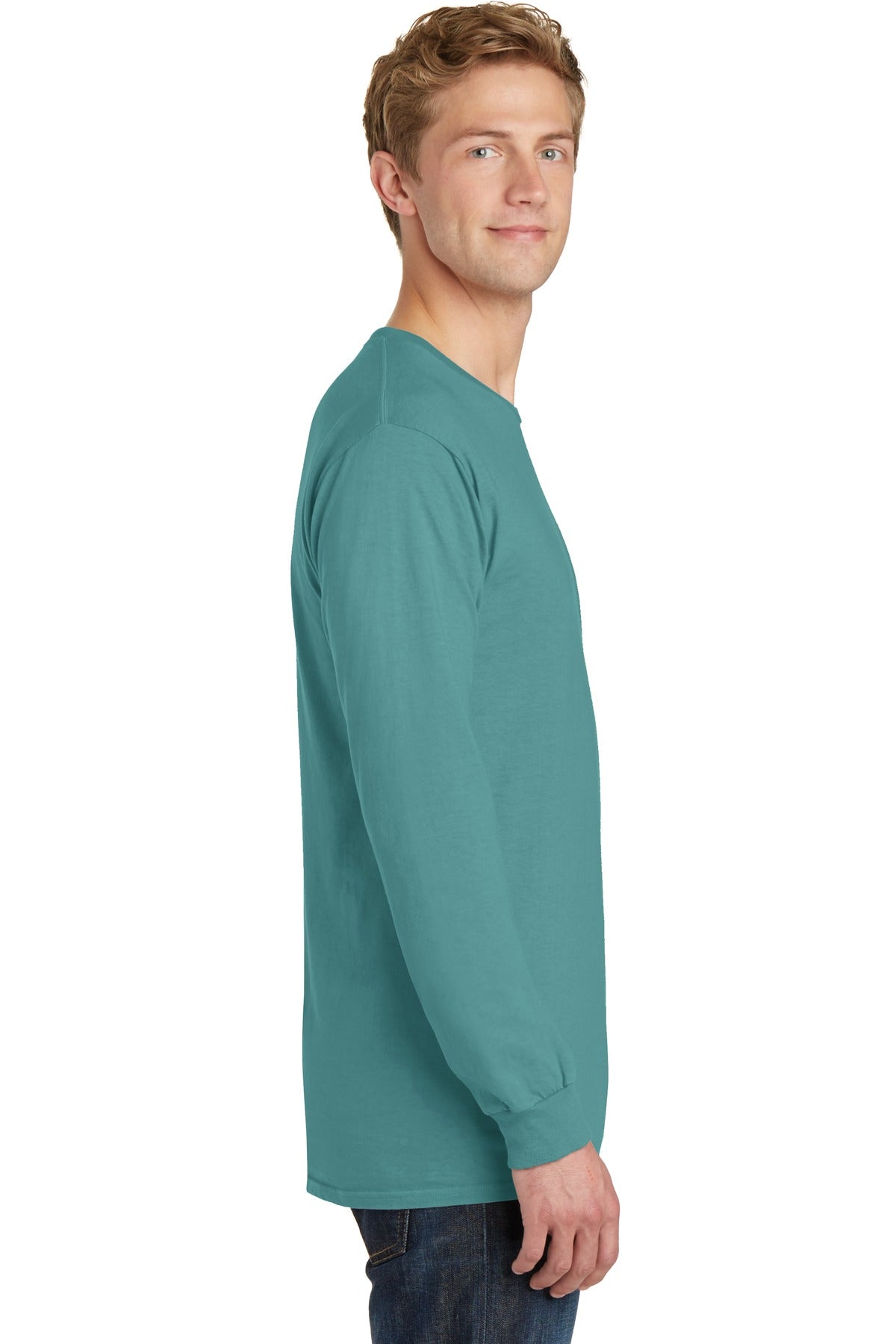 Peacock Port & Co Beach Wash Garment-Dyed Long Sleeve Tee PC099LS plain