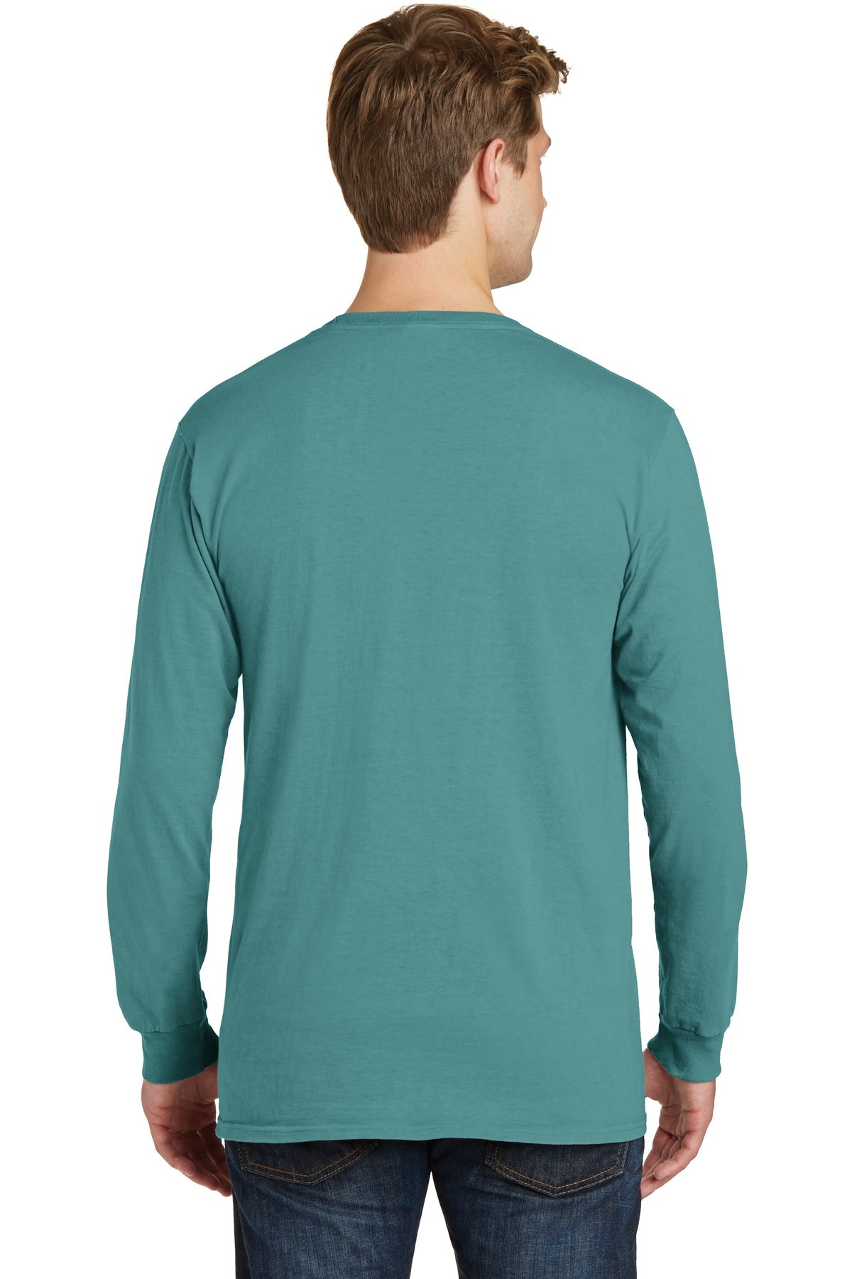 Peacock Port & Co Beach Wash Garment-Dyed Long Sleeve Tee PC099LS plain