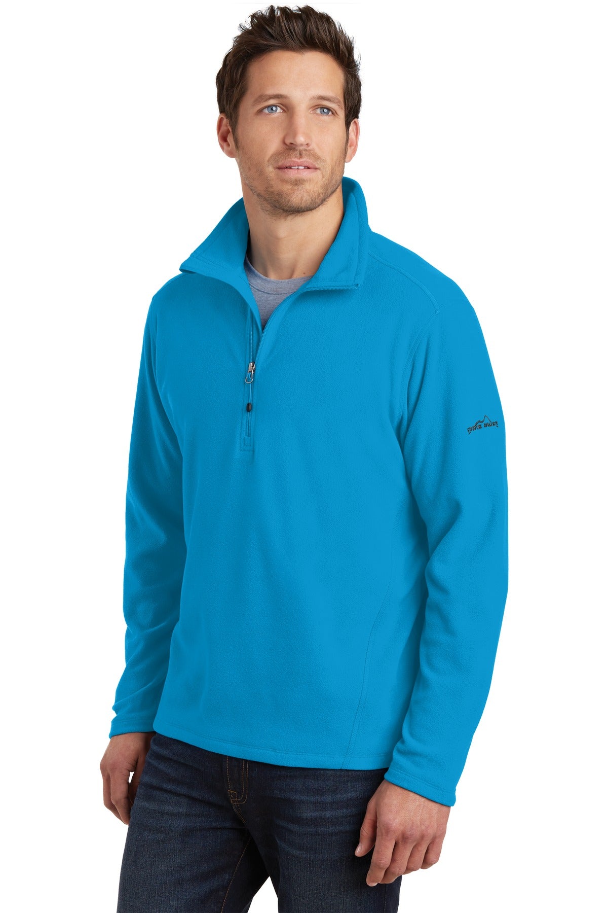 Peak Blue Eddie Bauer 1/2-Zip Microfleece Jacket. EB226 plain