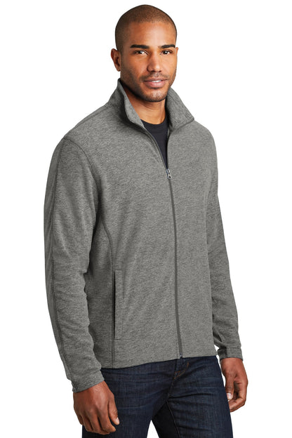 Pearl Grey Hea Port Authority Heather Microfleece Full-Zip Jacket. F235 plain