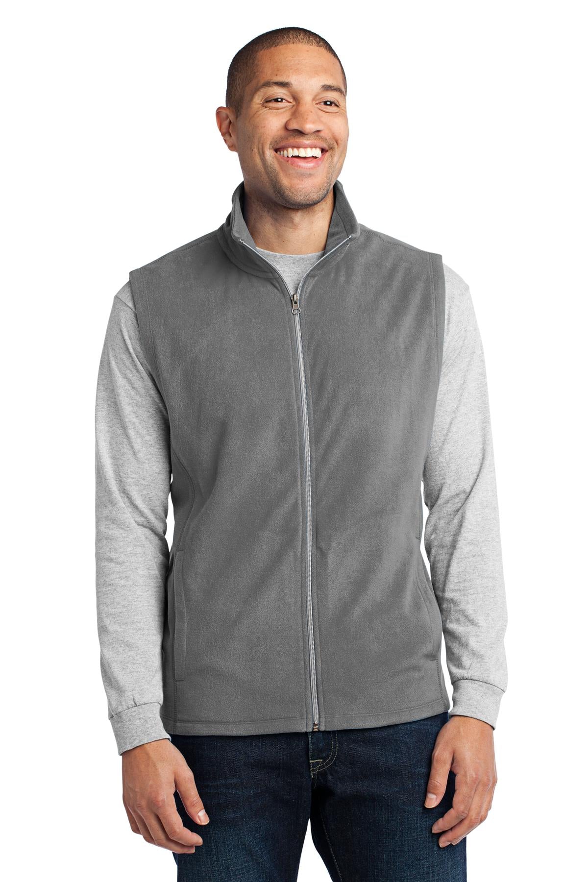 Pearl Grey Port Authority Microfleece Vest. F226 plain