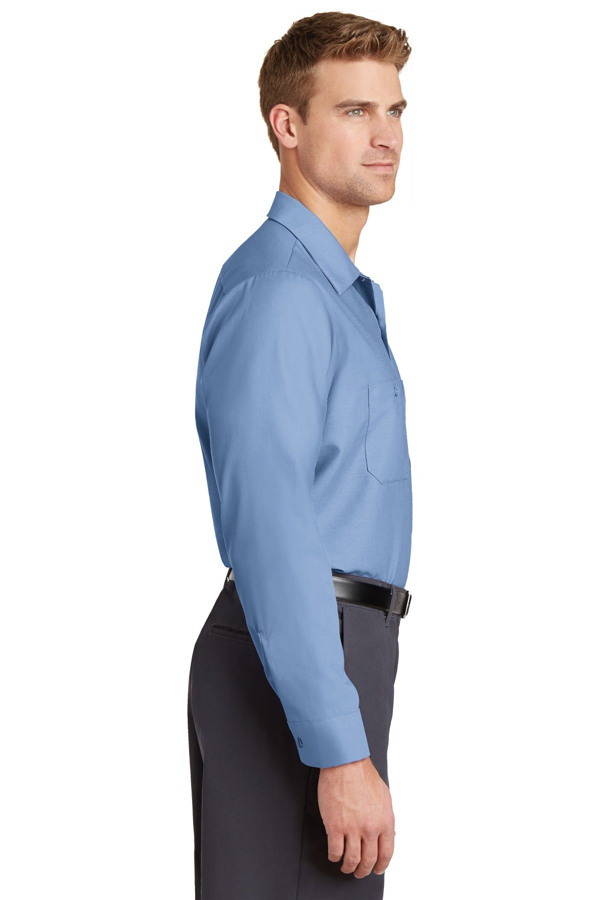 Petrol Blue Red Kap Long Sleeve Industrial Work Shirt. SP14 plain