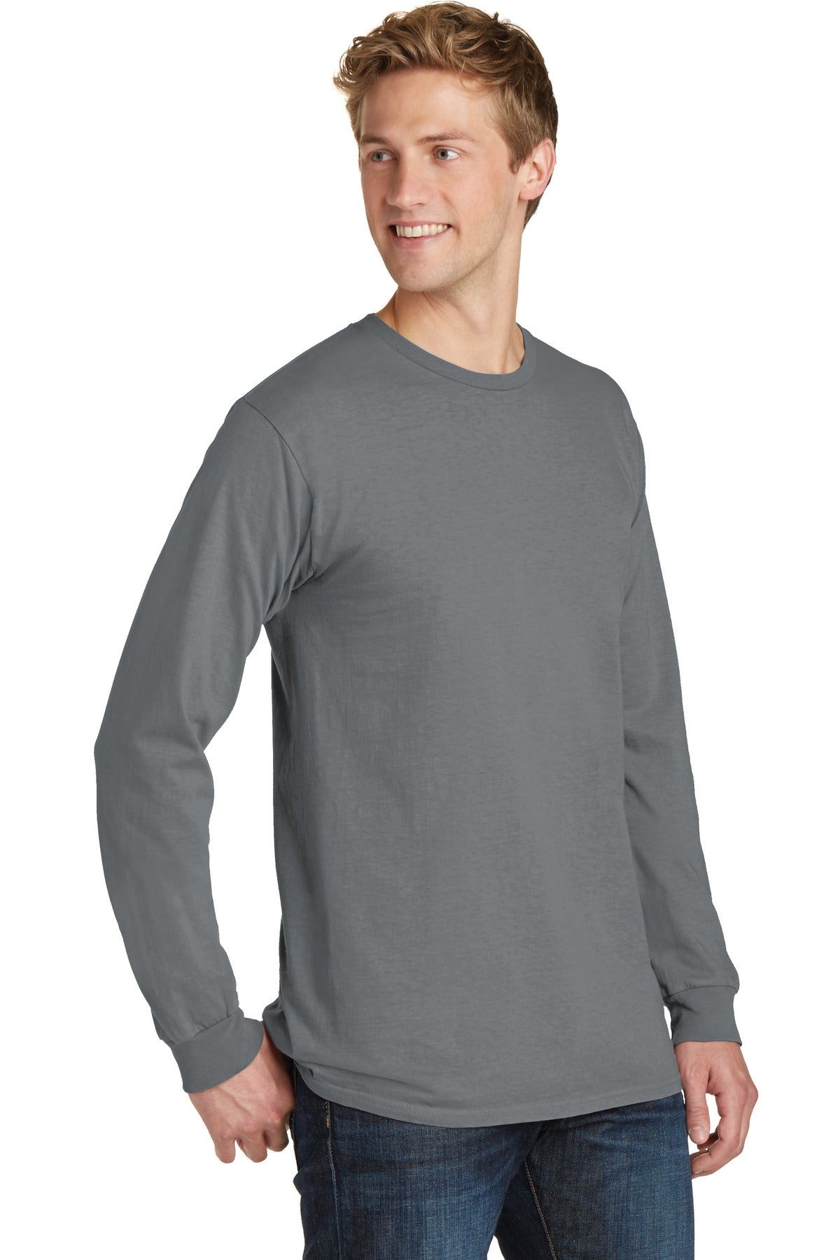 Pewter Port & Co Beach Wash Garment-Dyed Long Sleeve Tee PC099LS plain