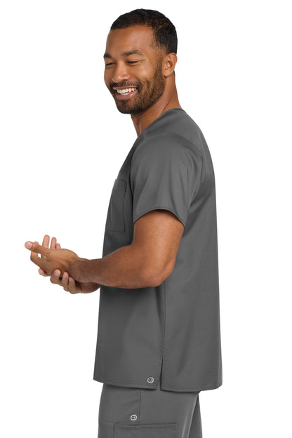 Pewter Wink Unisex WorkFlex Chest Pocket V-Neck Top WW3160 plain
