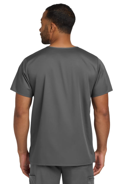 Pewter Wink Unisex WorkFlex Chest Pocket V-Neck Top WW3160 plain