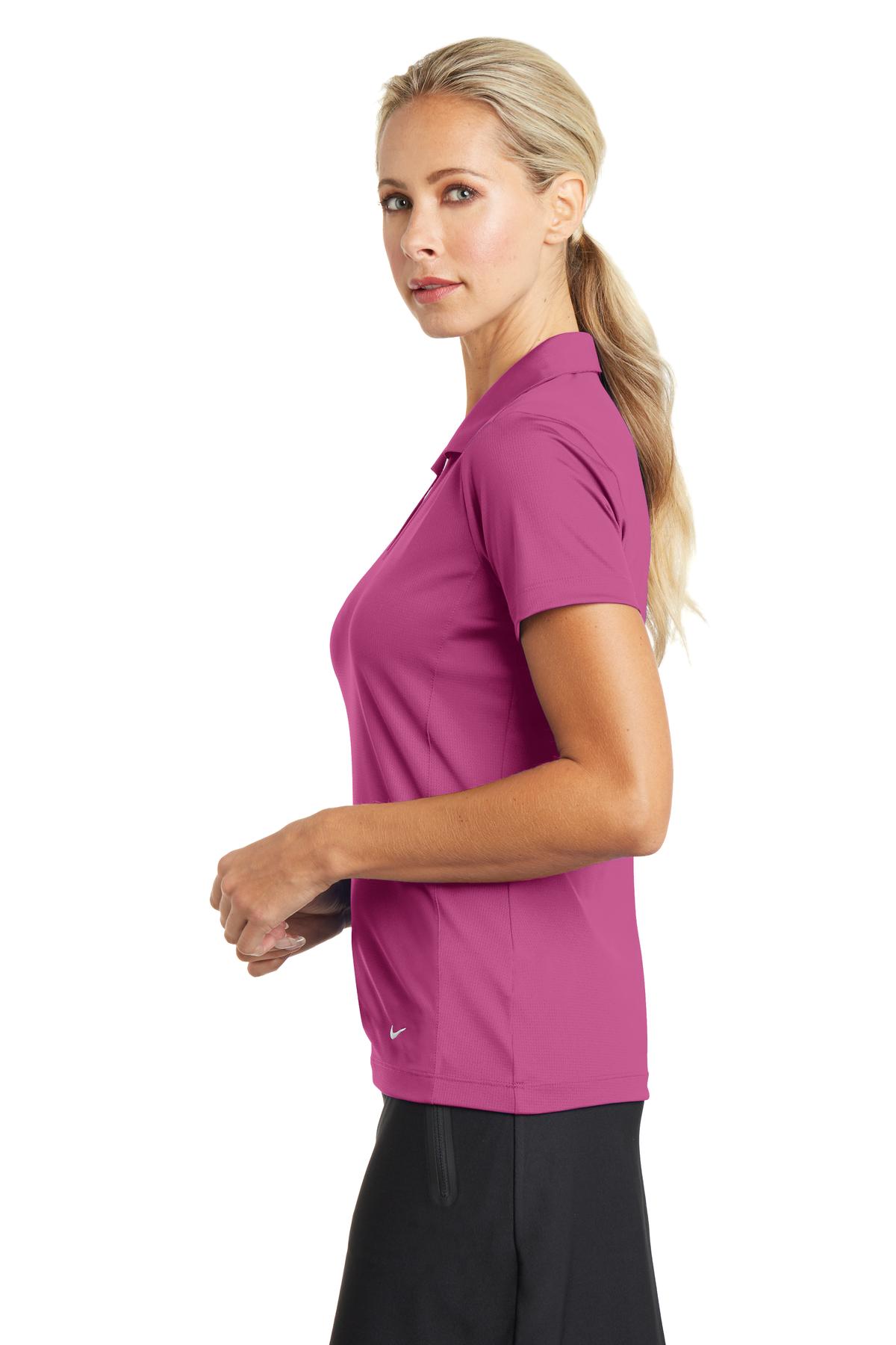 Pink Fire Nike Women's Dri-FIT Vertical Mesh Polo. 637165 plain