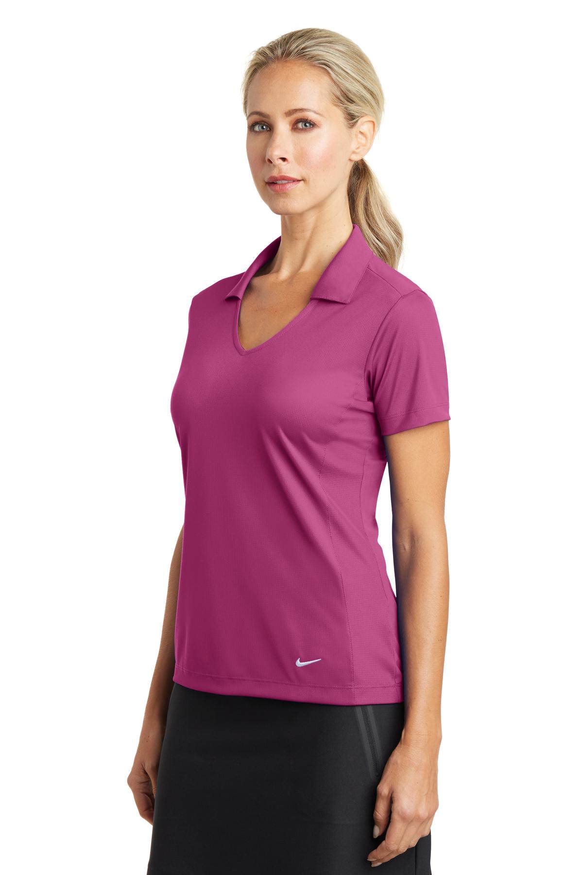 Pink Fire Nike Women's Dri-FIT Vertical Mesh Polo. 637165 plain