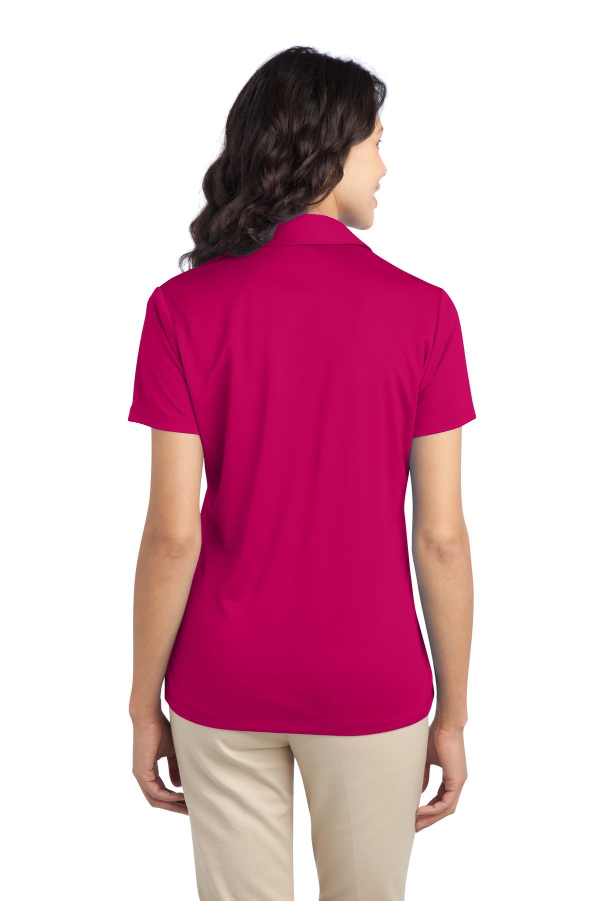Pink Raspberry Port Authority Women's Silk Touch Performance Polo. L540 plain
