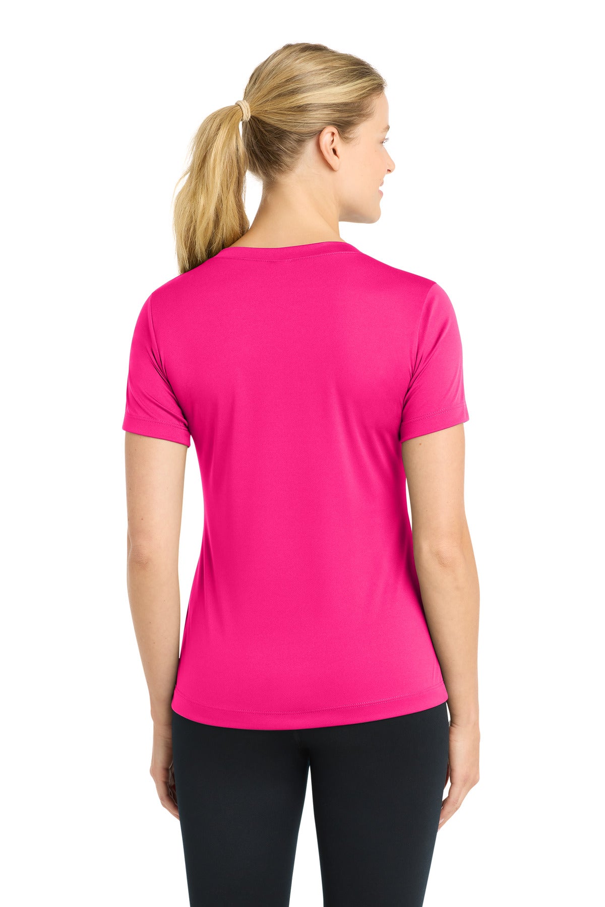 Pink Raspberry Sport-Tek Women's PosiCharge Competitor V-Neck Tee. LST353 plain