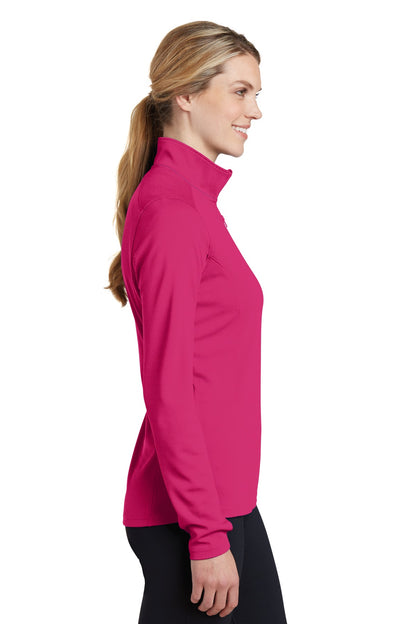 Pink Raspberry Sport-Tek Women's Sport-Wick Textured 1/4-Zip Pullover. LST860 plain
