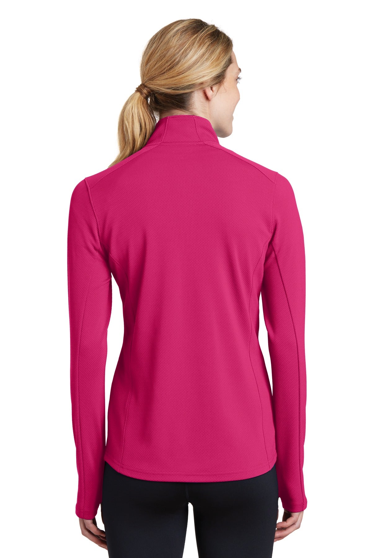 Pink Raspberry Sport-Tek Women's Sport-Wick Textured 1/4-Zip Pullover. LST860 plain