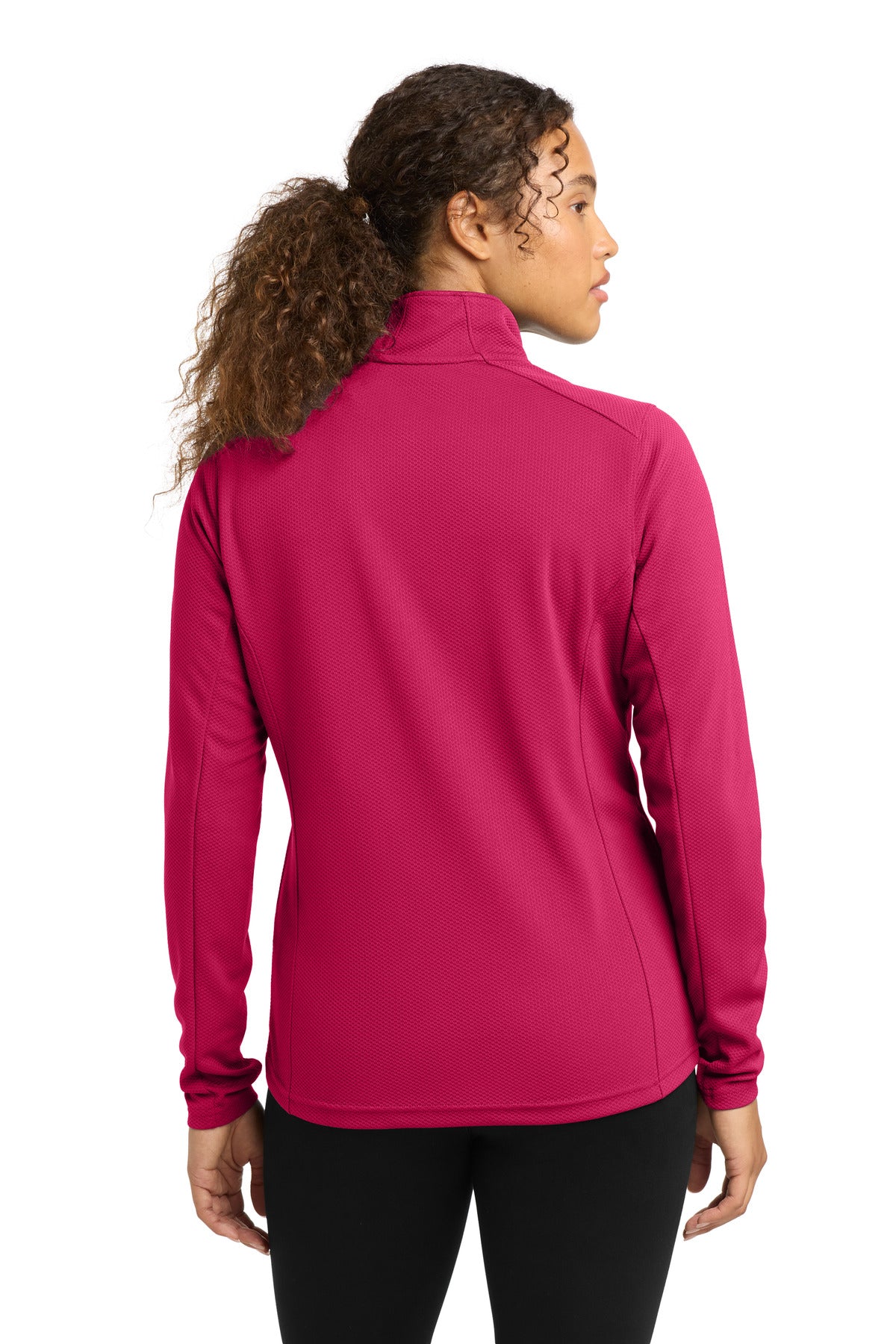Pink Raspberry Sport-Tek Women's Sport-Wick Textured 1/4-Zip Pullover. LST860 plain